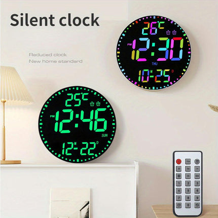 1pc Electronic Clock, Circular LED Mirror Clock 3D Wall Clock, For Home Room Office Decor