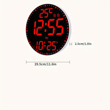 1pc Electronic Clock, Circular LED Mirror Clock 3D Wall Clock, For Home Room Office Decor