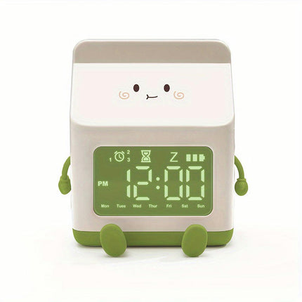 3pcs Milk Carton Shape Electronic Alarm Cloc-USB Rechargeable, Lithium Battery, Timer, Sleep Timer