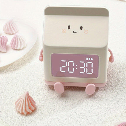 3pcs Milk Carton Shape Electronic Alarm Cloc-USB Rechargeable, Lithium Battery, Timer, Sleep Timer