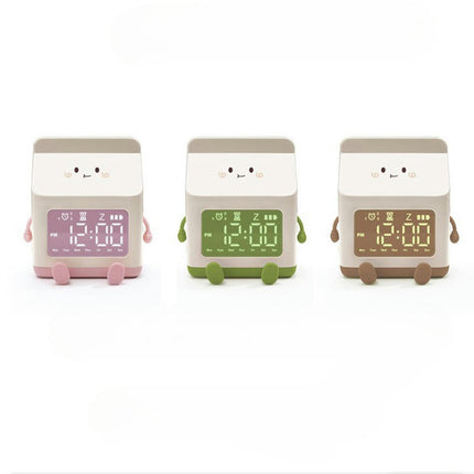 3pcs Milk Carton Shape Electronic Alarm Cloc-USB Rechargeable, Lithium Battery, Timer, Sleep Timer