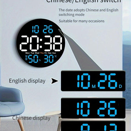 1pcs Electric Digital Color Adjustable Count Up/Down Remote Table Wall LED Clock With Temperature