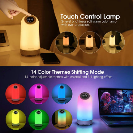 Touch Control Bedside Lamp Alarm Clock Timer, Night Light, Wireless Speaker Home Decoration Lamps