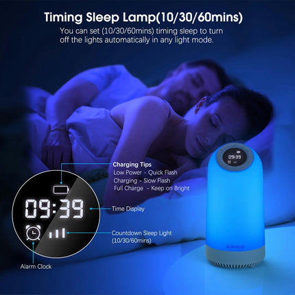 Touch Control Bedside Lamp Alarm Clock Timer, Night Light, Wireless Speaker Home Decoration Lamps