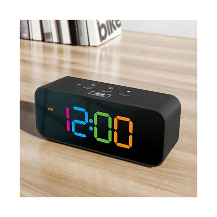 1pc RGB Color Screen Digital Alarm Clock with Dual Alarm, Snooze & Voice Control Alarm, USB Charging