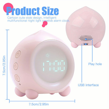 Desk Alarm Clock LED Display Sleep Training Peach Shape Night Lights Clock