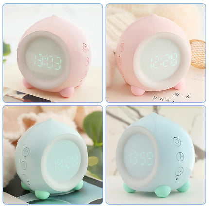 Desk Alarm Clock LED Display Sleep Training Peach Shape Night Lights Clock