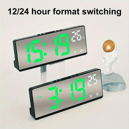 Alarm Clock With Adjustable Brightness And Volume LED Mirror Electronic Clocks Digital Alarm Clock