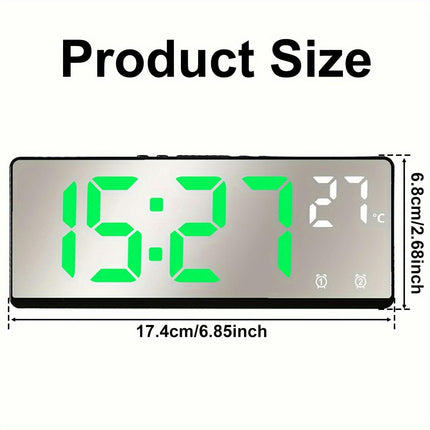 Alarm Clock With Adjustable Brightness And Volume LED Mirror Electronic Clocks Digital Alarm Clock