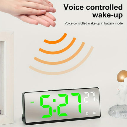 Alarm Clock With Adjustable Brightness And Volume LED Mirror Electronic Clocks Digital Alarm Clock