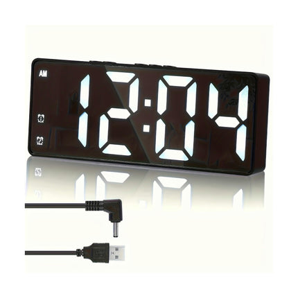 Modern LED Digital Alarm Clock with Temperature Display  Brightness USB Powered for Bedroom Decor