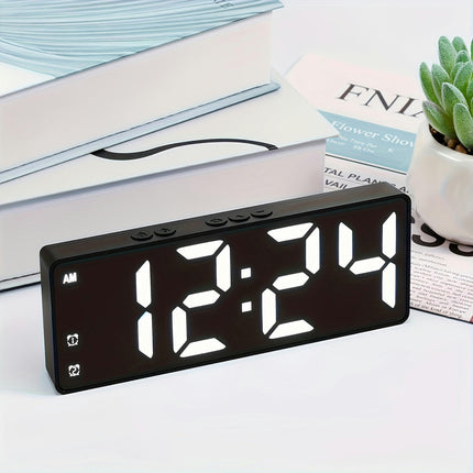 Modern LED Digital Alarm Clock with Temperature Display  Brightness USB Powered for Bedroom Decor