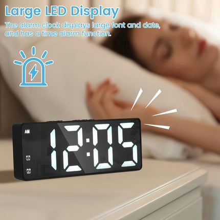 Modern LED Digital Alarm Clock with Temperature Display  Brightness USB Powered for Bedroom Decor