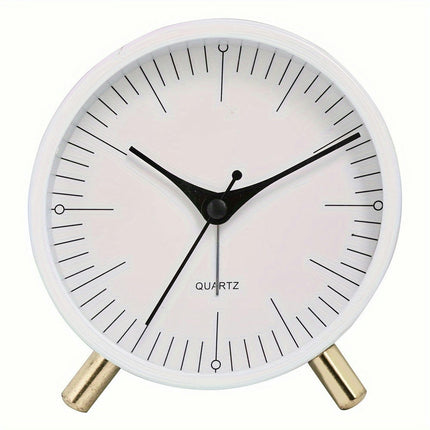 1pc Silent Metal Quartz Alarm Clock Round Clock with Alarm Function, Travel Alarm Clocks