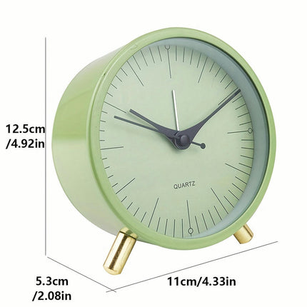 1pc Silent Metal Quartz Alarm Clock Round Clock with Alarm Function, Travel Alarm Clocks