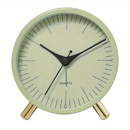 1pc Silent Metal Quartz Alarm Clock Round Clock with Alarm Function, Travel Alarm Clocks