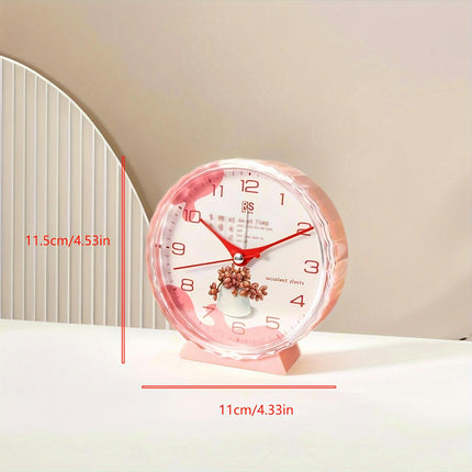 1pc Cartoon Design Alarm Clock, Modern Minimalist Round Tabletop Clock for Home, Office, School