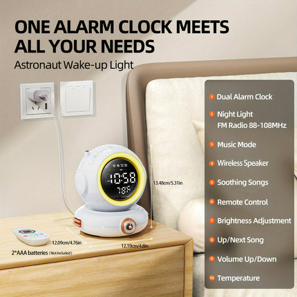 1pc Wake-Up Light Alarm Clock With Dual Alarms, FM Radio, Snooze Function, Brightness Levels