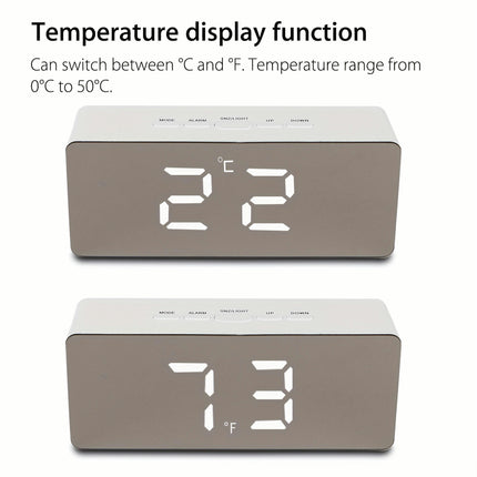 1pc Portable Led Electronic Digital Mirror Alarm Clock, With USb Charging Cable, For Home Room