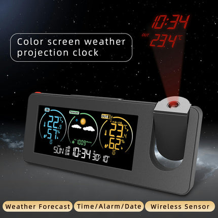 Electronic Projection Clock Weather Forecast Temperature and Humidity Color Screen Digital Alarm Clock