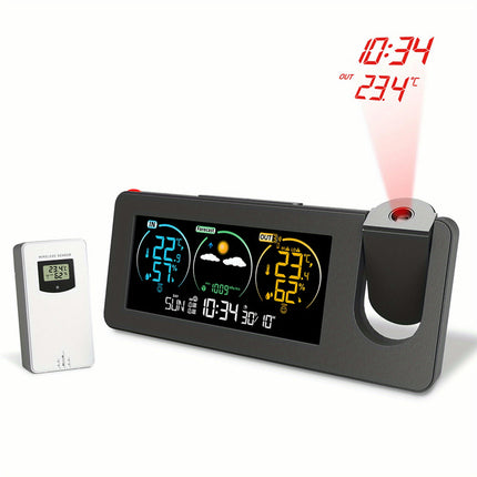 Electronic Projection Clock Weather Forecast Temperature and Humidity Color Screen Digital Alarm Clock