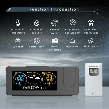 Electronic Projection Clock Weather Forecast Temperature and Humidity Color Screen Digital Alarm Clock