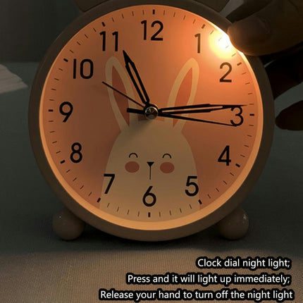 Cute Cartoon Rabbit Metal Quartz Alarm Clock with Backlit Display-Perfect for Home Decor