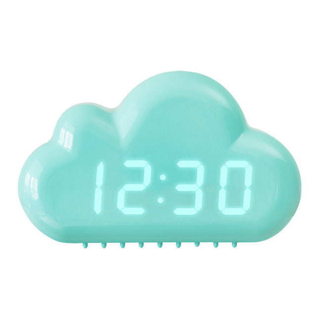 Cloud-Shaped Alarm Clock with LED Display,Voice Control and Temperature Display-Battery & USB Powered