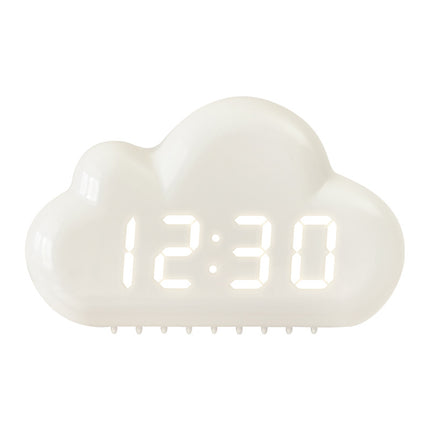 Cloud-Shaped Alarm Clock with LED Display,Voice Control and Temperature Display-Battery & USB Powered