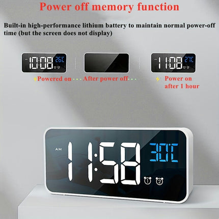 1pc Voice Control Digital Alarm Clock with Temperature Dual Alarm,Night Mode,Music,and LED Display