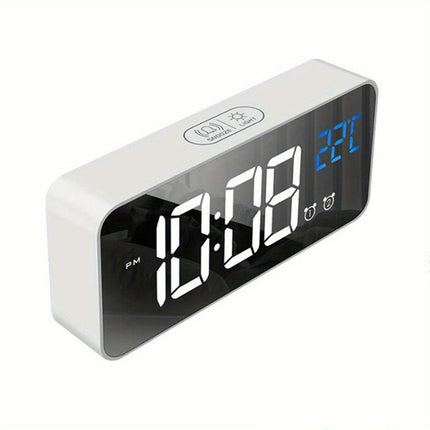 1pc Voice Control Digital Alarm Clock with Temperature Dual Alarm,Night Mode,Music,and LED Display