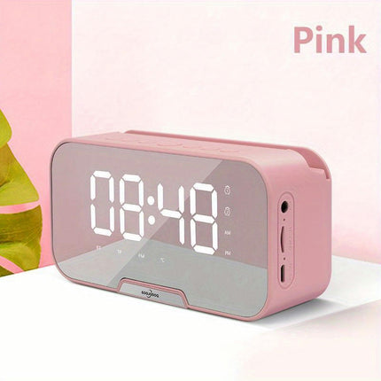 Portable Mini Speaker FM Radio Clock With Wireless Microphone LED Screen Alarm Clock