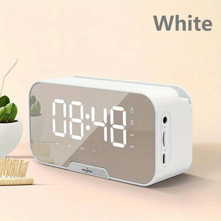 Portable Mini Speaker FM Radio Clock With Wireless Microphone LED Screen Alarm Clock