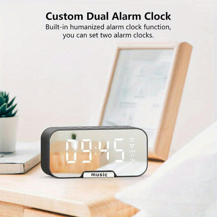 Portable Mini Speaker FM Radio Clock With Wireless Microphone LED Screen Alarm Clock