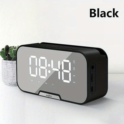 Portable Mini Speaker FM Radio Clock With Wireless Microphone LED Screen Alarm Clock