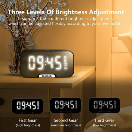 Portable Mini Speaker FM Radio Clock With Wireless Microphone LED Screen Alarm Clock