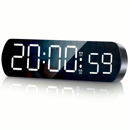 Voice Control Digital Alarm Clock Snooze Desktop Digital Clock Type-C USB Port LED Clock