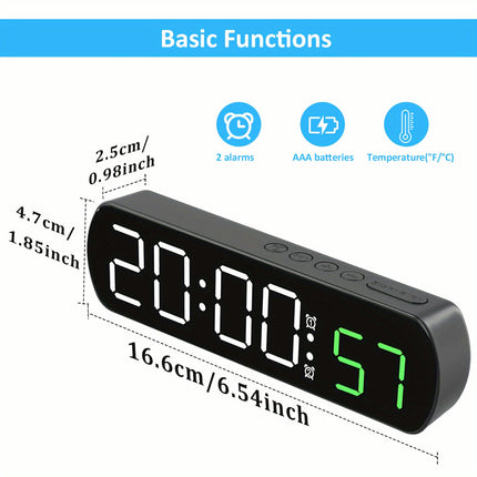 Voice Control Digital Alarm Clock Snooze Desktop Digital Clock Type-C USB Port LED Clock