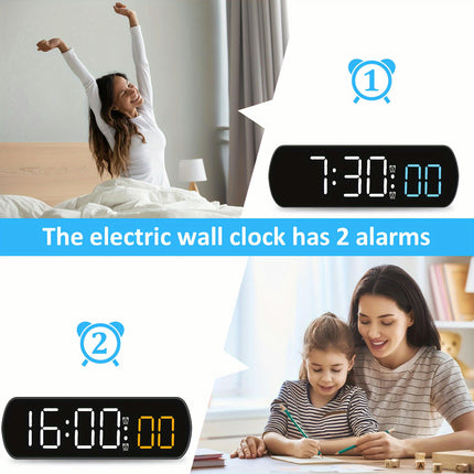 Voice Control Digital Alarm Clock Snooze Desktop Digital Clock Type-C USB Port LED Clock