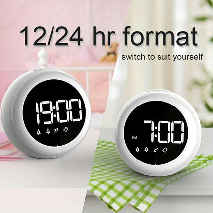 Rainbow Colorful Smart Table Clock Voice Control Double Alarm Clock LED Snooze Function Home Decor