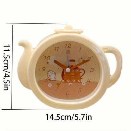 1pc Cute Teapot Shaped Cartoon Alarm Clock With Light Beeping Sound, Ideal For Students And Gift