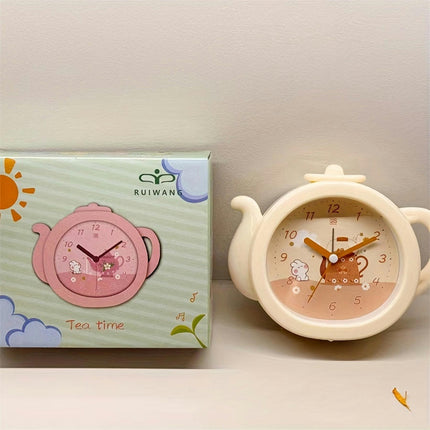 1pc Cute Teapot Shaped Cartoon Alarm Clock With Light Beeping Sound, Ideal For Students And Gift