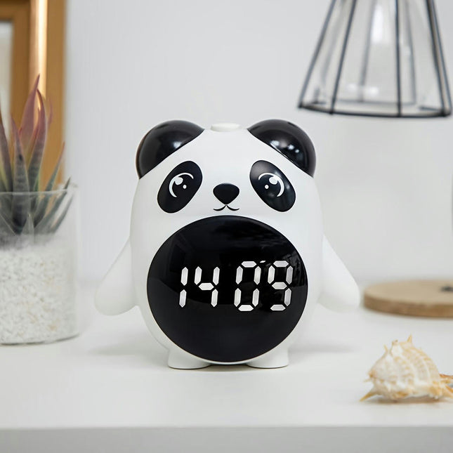 Adorable Panda Digital Alarm Clock with Battery Powered, USB Charging, and Alarm Functionality