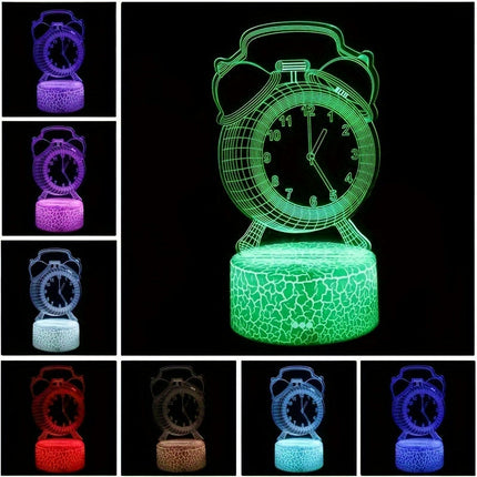 1pc USB Alarm Clock 3D Night Light, 16Colorful LED Acrylic Night Light, Remote Control