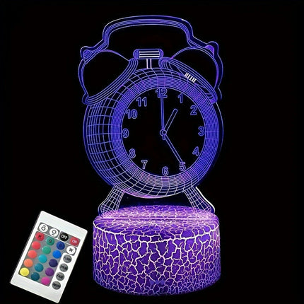 1pc USB Alarm Clock 3D Night Light, 16Colorful LED Acrylic Night Light, Remote Control