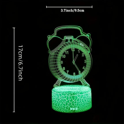 1pc USB Alarm Clock 3D Night Light, 16Colorful LED Acrylic Night Light, Remote Control