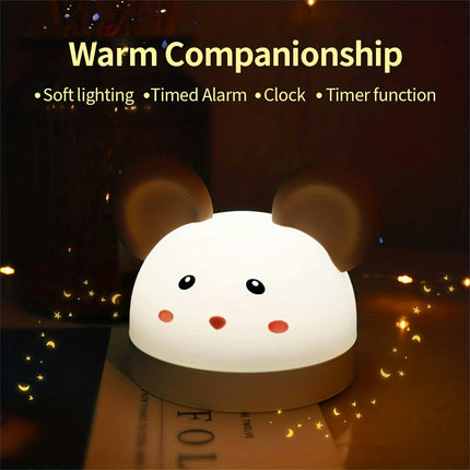 Mouse Night Light Alarm Clock, Bedroom Dormitory Sleep Cute Cartoon Snooze Alarm Clock