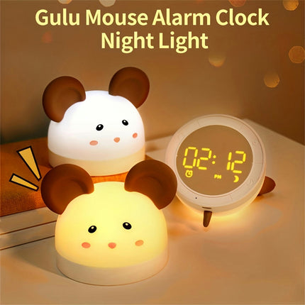 Mouse Night Light Alarm Clock, Bedroom Dormitory Sleep Cute Cartoon Snooze Alarm Clock