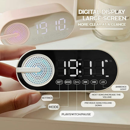 Wireless Clock Speaker, Subwoofer 3D Surround Sound with breathing lamp advanced appearance