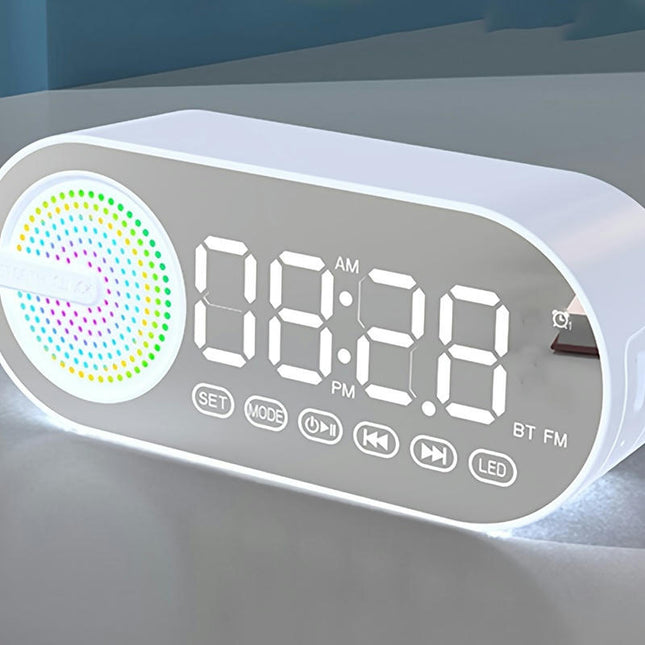 Wireless Clock Speaker, Subwoofer 3D Surround Sound with breathing lamp advanced appearance